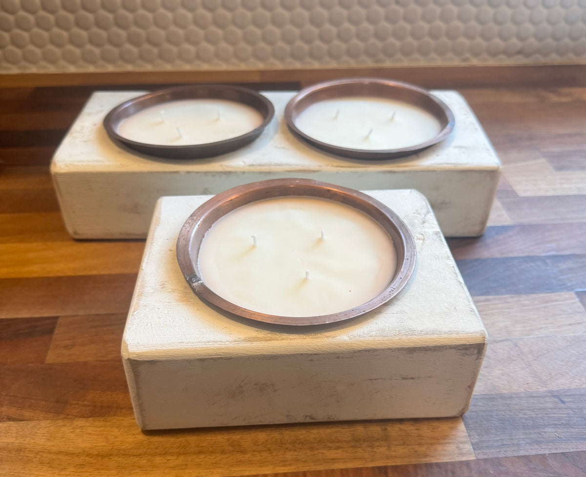 ARTISAN WOOD VESSEL FOR CANDLE INSERTS - DOUBLE